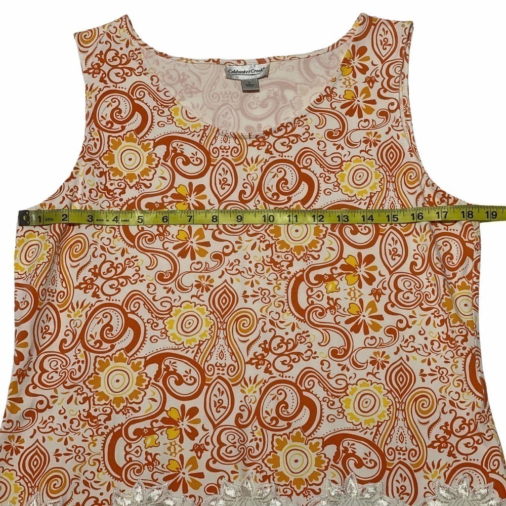 COLDWATER Creek Paisley Lace Sleeveless Top Large - Picture 7 of 10